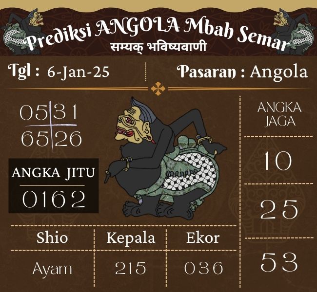 Prediksi Togel Angola Mbah Semar Hari Ini 6 Januari 2026 
