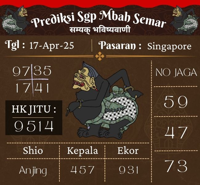 Prediksi Togel Singapore Mbah Semar Hari Ini 17 april 2025 
