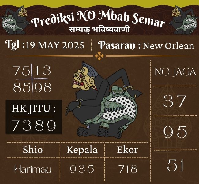Prediksi Togel New Orlean Mbah Semar Hari Ini 19 may 2025 

