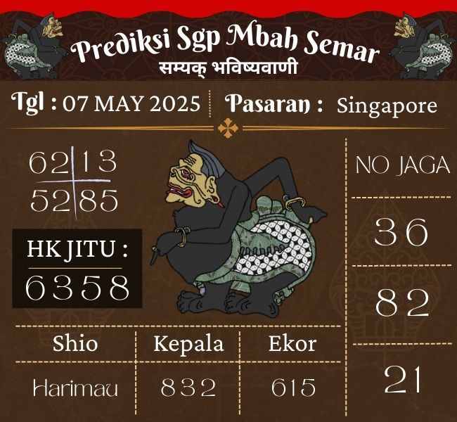 Prediksi Togel Singapore Mbah Semar Hari Ini 07 may 2025 
